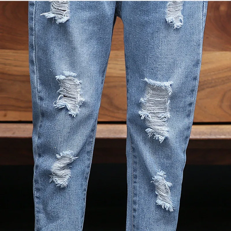 

DFXD Teenager Girls Jeans Pants 2019 Autumn Long Denim Blue Elastic Waist Ripped Jeans For 3-12Yrs Kids Trousers Girls Clothes