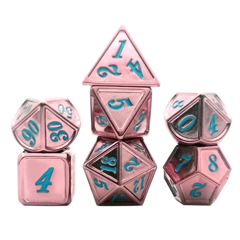 

7pcs/set Deluxe Metal Dice Polyhedral Game Dice Set RPG MTG Board Game Dice D4 D6 D8 D10 D12 D20 D2TC