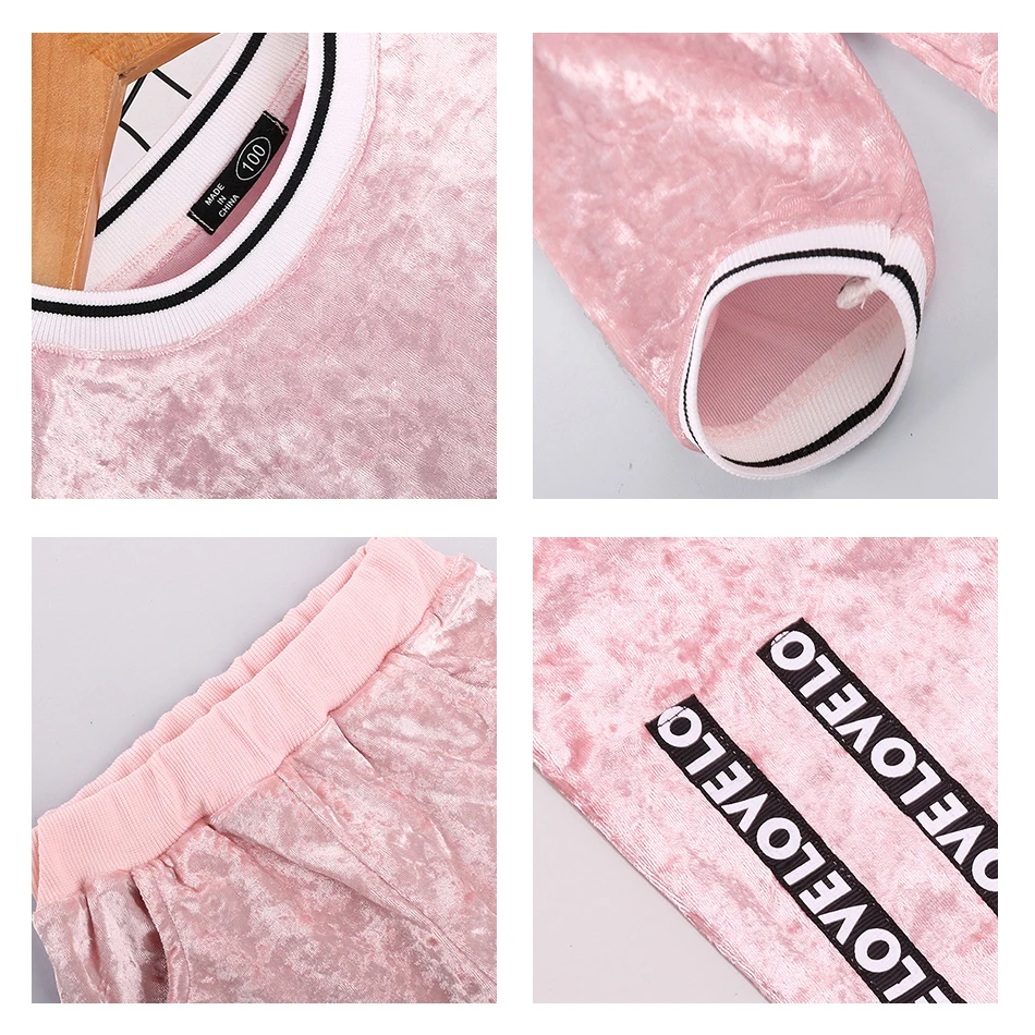 Corduroy Kids Hooded Jacket Girls Clothes Set Top Pants 2Pcs Sport Suits Teenager Tracksuits Children Clothing Pajamas