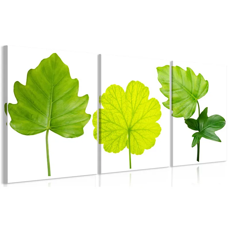 

3 Panels Framed Green Leaf Canvas Wall Picture Botanical Minimalist Print Painting Art for Living Room Modern Home Decor Poster