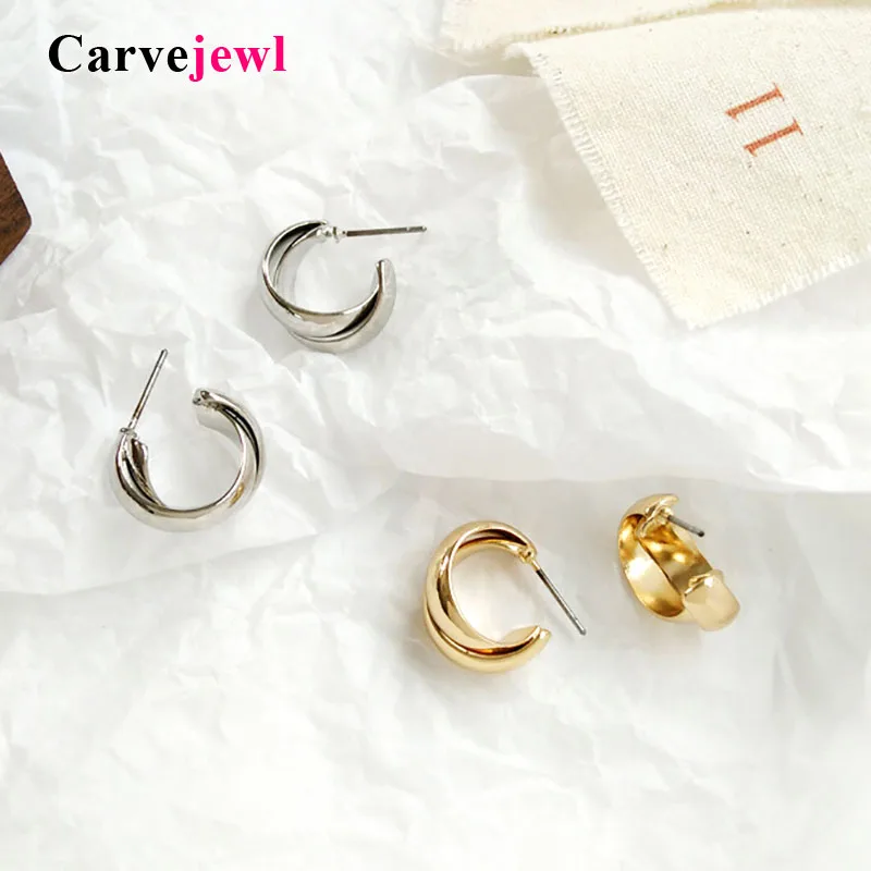 Carvejewl двухрядные серьги кольца круглые геометрические позолоченные милые