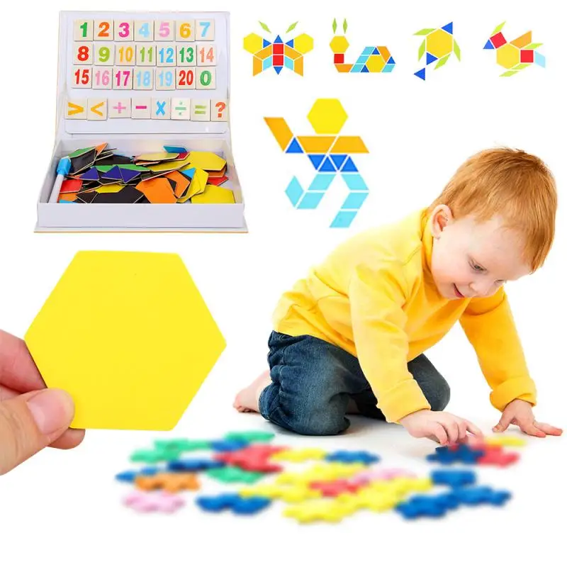 Новые 234 шт. Магнитные пазлы Tangram детские игрушки цифры Алфавит Монтессори