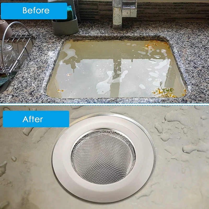 

6 Pcs Kitchen Sink Drain Strainers,Stainless Steel Drain Filter with Lid, Anti Clogging Mesh Drain Strainer