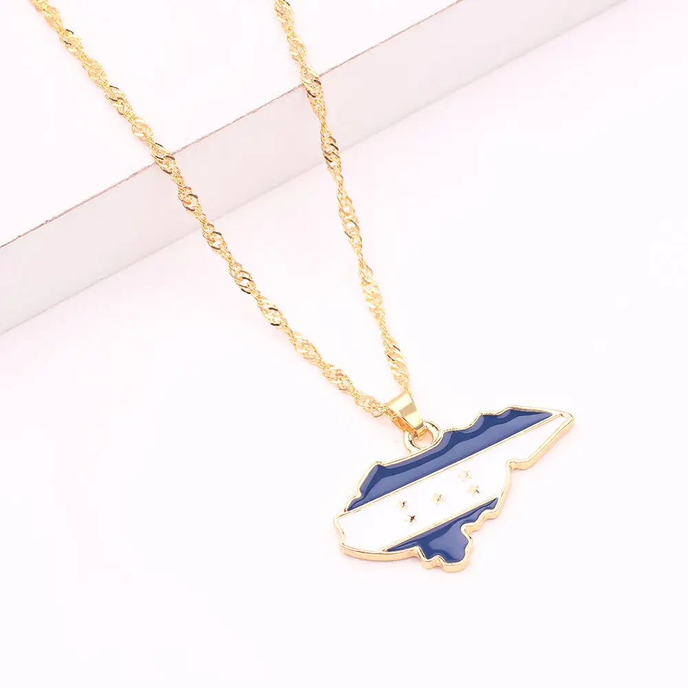 Подвеска с национальным флагом Гондураса ожерелье картой цепочка золотого цвета
