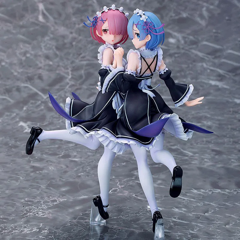 Аниме Фигурки действий PVC коллекция японских игрушек модели Re: Zero Starting Life in Another World Rem & Ram Twins Ver.