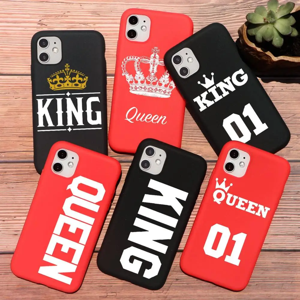 Забавный чехол для телефона Cool King Queen iPhone 12 Pro Max 11 PRO MAX 6 6S 8 7 PLUS XR XS X 5s SE 2020 мягкий