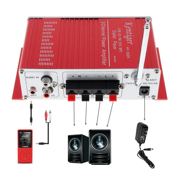 Kentiger HY 502S DC 12V Mini усилители Bluetooth наушники Amp SD/USB Play FM радио с дистанционным