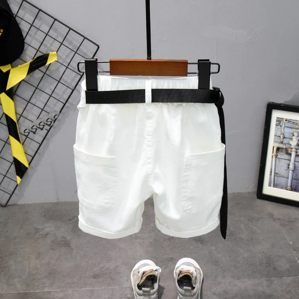 

Hot Selling Solid 2 Colors Kids Trousers Children Pants For Baby Boys And Girl's Summer Sports shorts with waist bag 2-7years