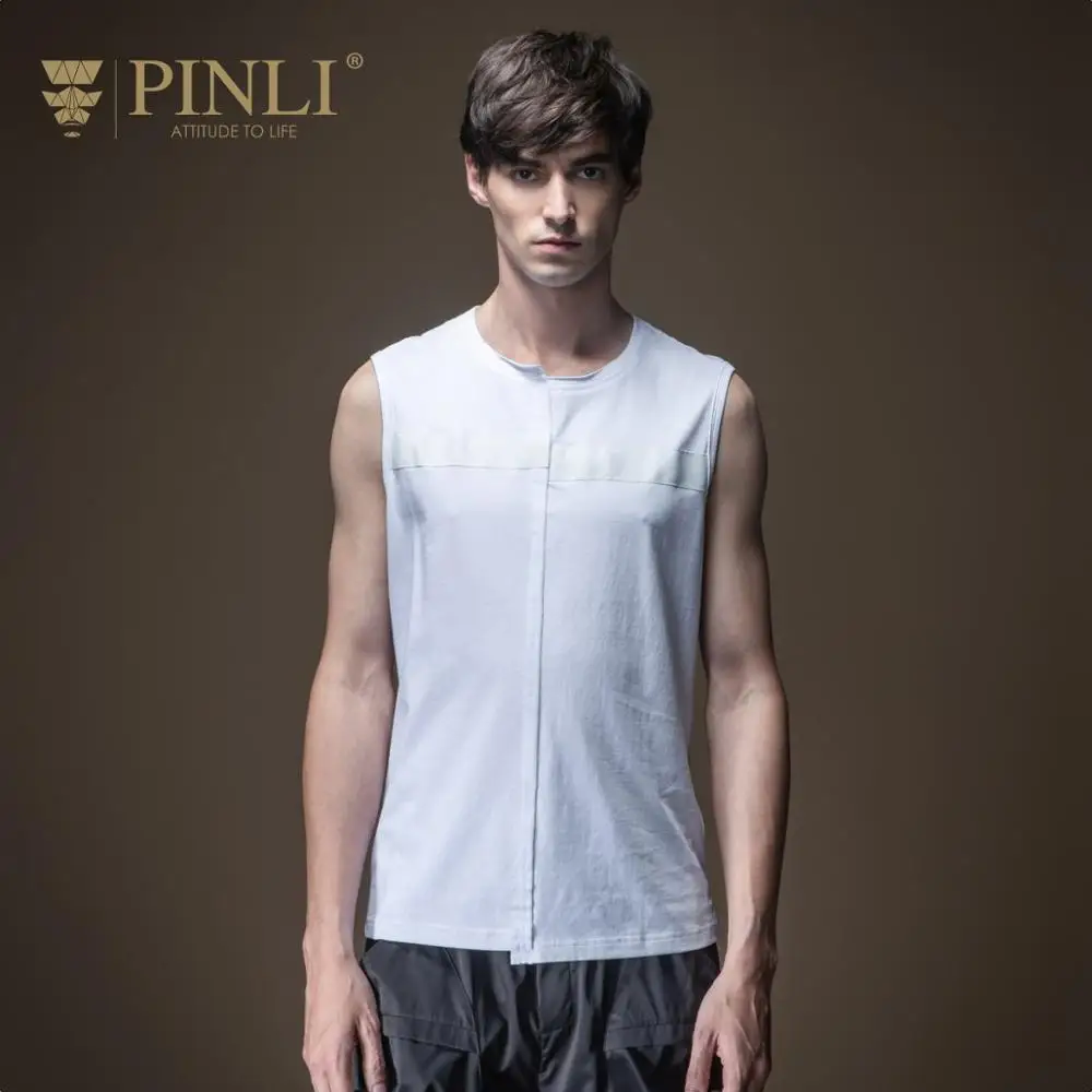 Pinli 2020 лето новый тонкий сплошной круглый вырез без рукавов светильник хлопок