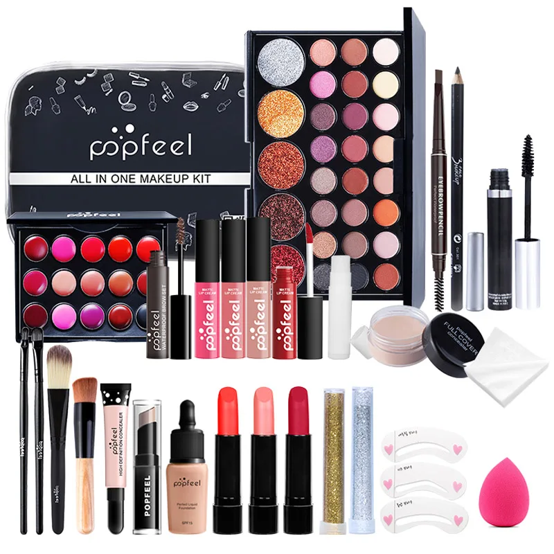 Набор для макияжа Профессиональные Тени бровей блеск губ помада Кисть консилер