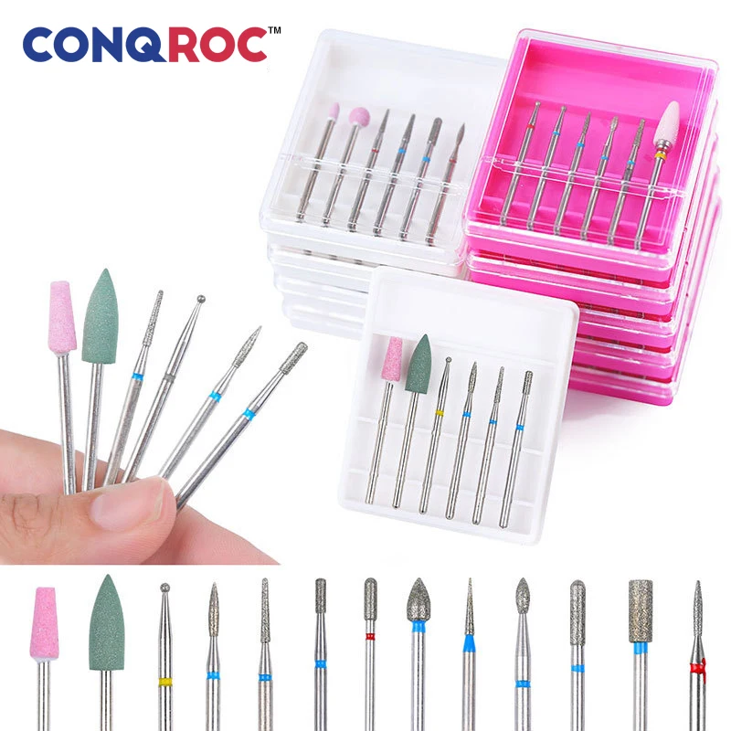 6 шт. набор сверл для ногтей алмазных 2 35 мм 3/32 хвостовик Электрический мини-дрель