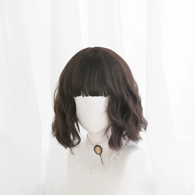 LUPU коричневый короткий волнистый Боб волос Косплей для женщин парик с челкой