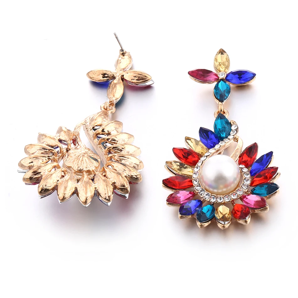 Многоцветные массивные серьги со стразами подвески для женщин длинные висячие с