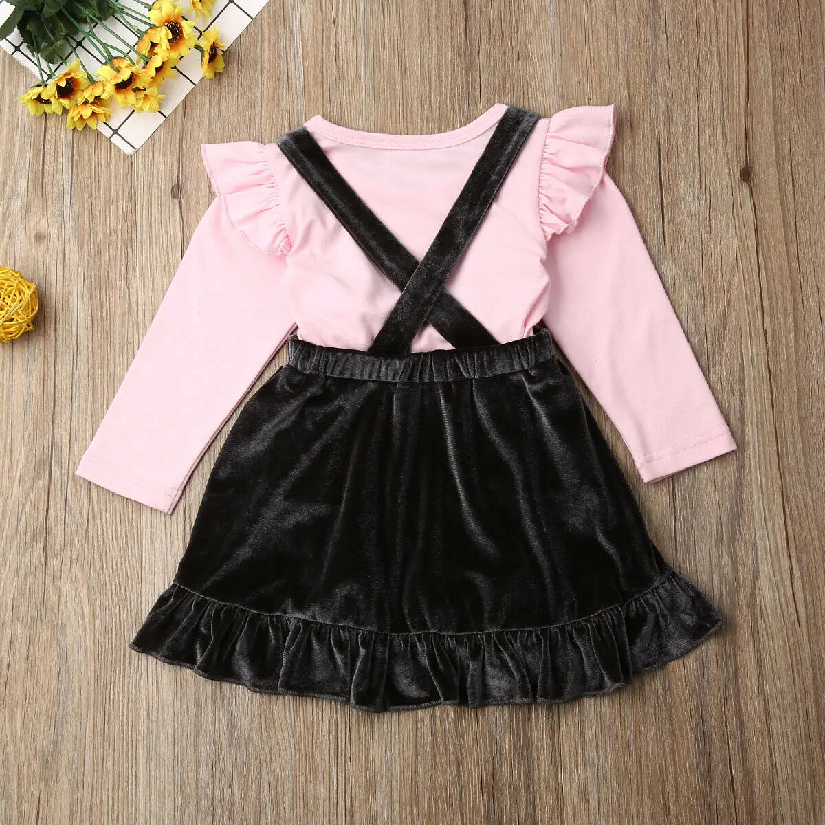 2 шт. детская бархатная юбка пачка на подтяжках с длинным рукавом|Комплекты