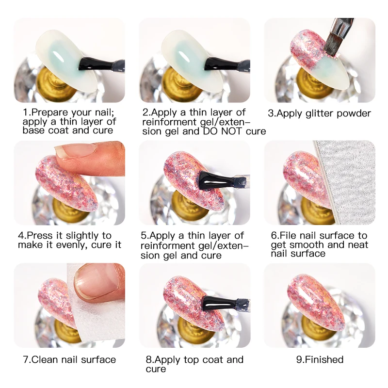 1 коробка сверкающий алмазный порошок для ногтей фиолетовые розовые блестки