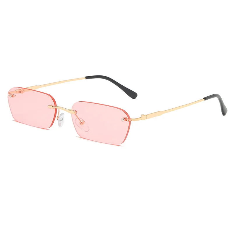 

Women UV400 Driving Sun Glasses Rimless Rectangle Sunglasses Men Clear Color Square Small Size Sunglasses Summer Accessories