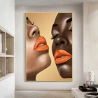 Оранжевые губы дневные черные женские художественные плакаты и принты современные украшения для дома картины на стену в гостиной