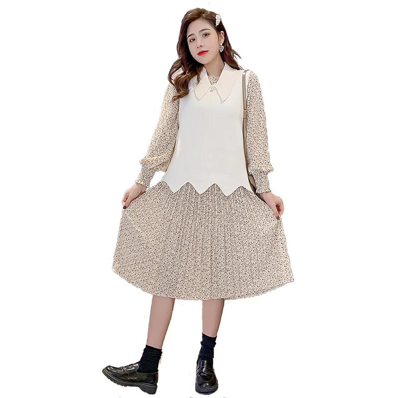 Женское платье с длинными рукавами фонариками для кормящих мам послеродового