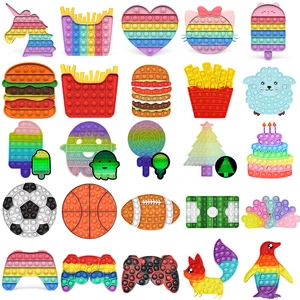 Радужная пузырьковая игрушка-антистресс с животными, сенсорные игрушки для аутизма, сжималка для снятия стресса, мини-игрушки, игра, игрушка-антистресс с простым затемнением, расслабляющая игрушка