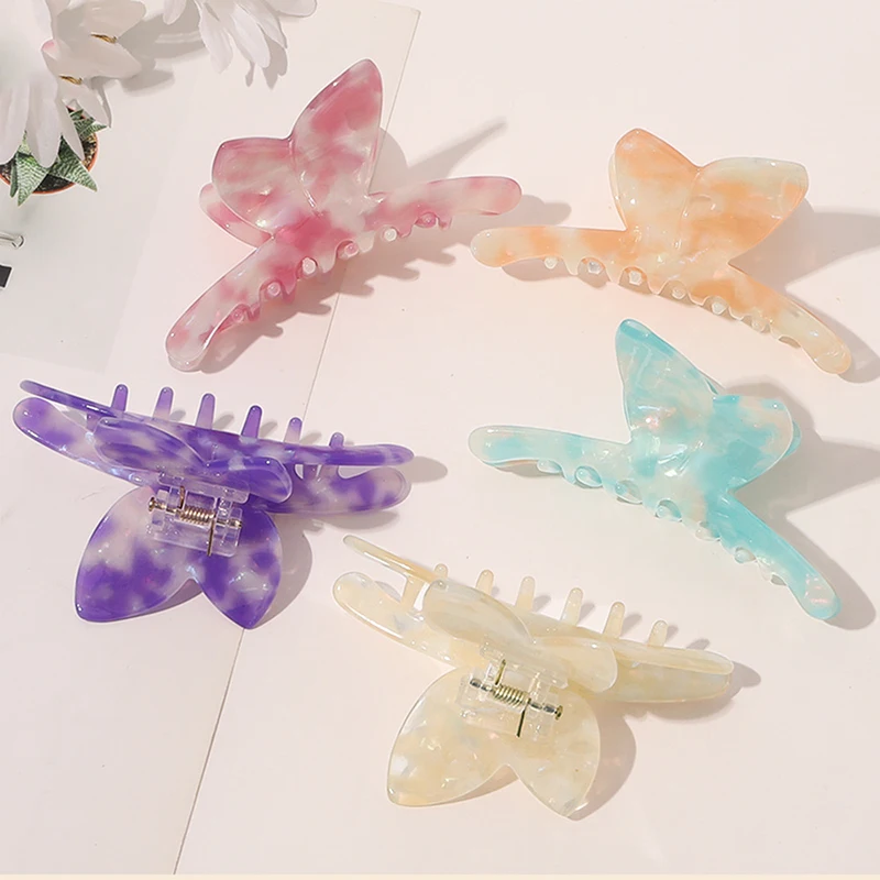 

Vintage Sweet Fairy Butterfly Shape Hair Claws Clamps Marble Print Hair Clips Women Acrylic Hairpins Barrettes Hair Accessories
