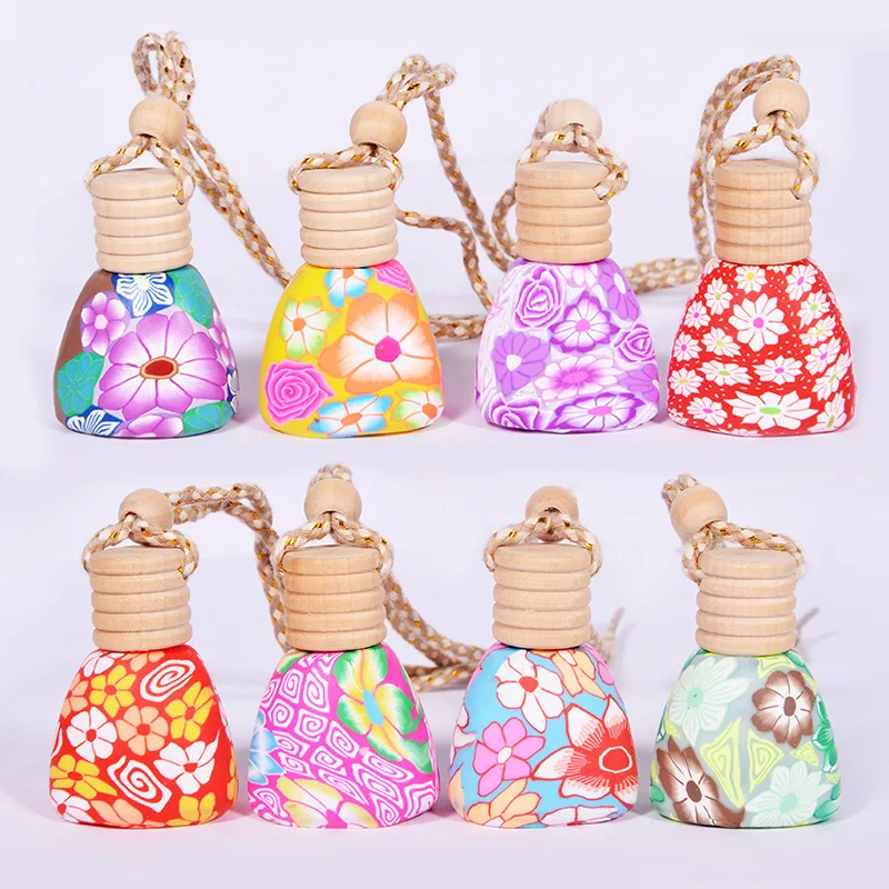 

500pcs/lot screw print perfume bottle polymer clay empty small perfume refillable bottle Car Pendant Personalized
