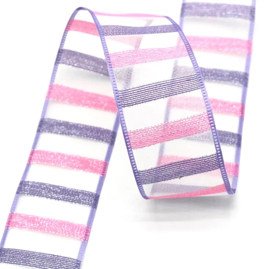38 мм цвет горизонтальный полосатый фатин кружева ленты 10y 20y DIY ручной работы материал головной убор волос Лук Свадебные украшения красочные