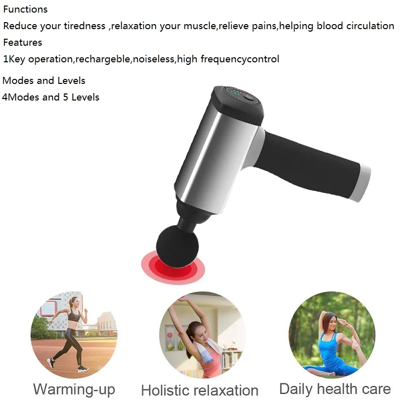 Массажная пушка для разгрузки мышц с высокочастотной вибрацией глубокого стимулятора для расслабления тела компактная и легкая.