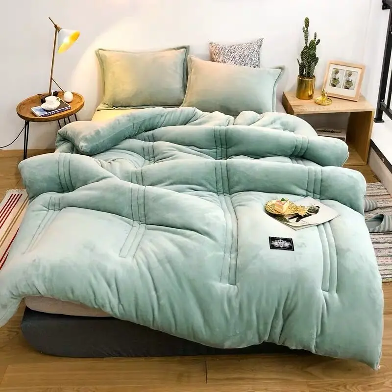 

Twin/King/queen size patchwork super warm Quilt Duvet home/hotel Luxury Printed Flannel Blanket Winter quilts Bedding Comforter