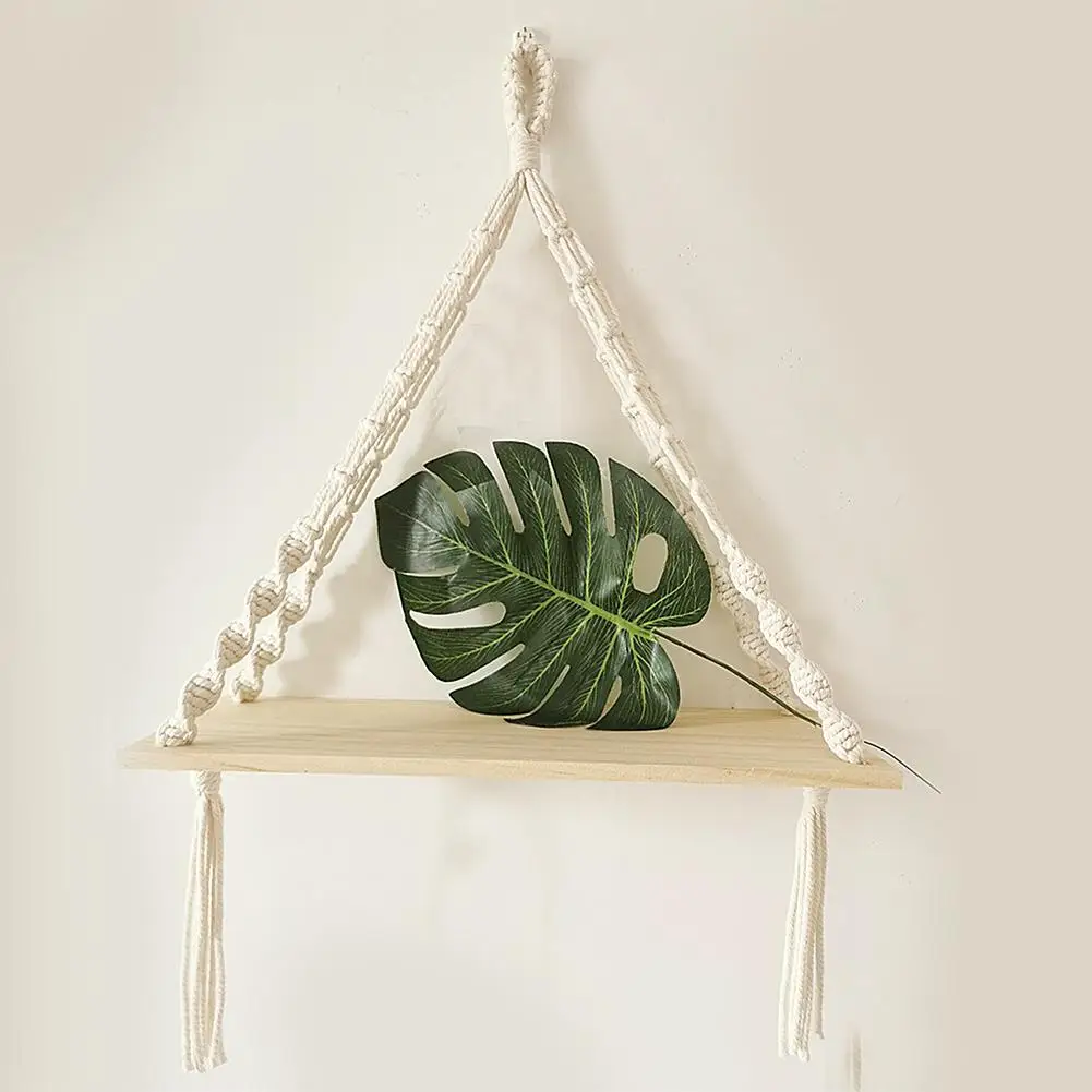 Macrame вешалки для растений Висячие тканые деревянные полки гобелены кисточкой стены плавающие Висячие внутренние стены оформление сажальщика