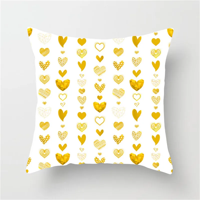 Fuwatacchi белая полосатая подушка крышка Золотое Сердце Печатные Чехлы на