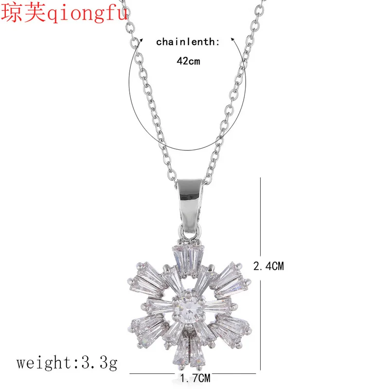 

new luxury Korean version of diamond-studded crystal zircon jewelry two-piece simple fashion zircon earrings necklace set
