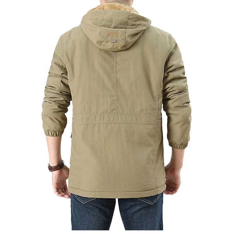 DIMUSI Winter Men's Bomber Jackets Casual Hiking Windbreaker Hooded Coats Male Outdoor Fleece Warm Army Cargo Clothing | Мужская
