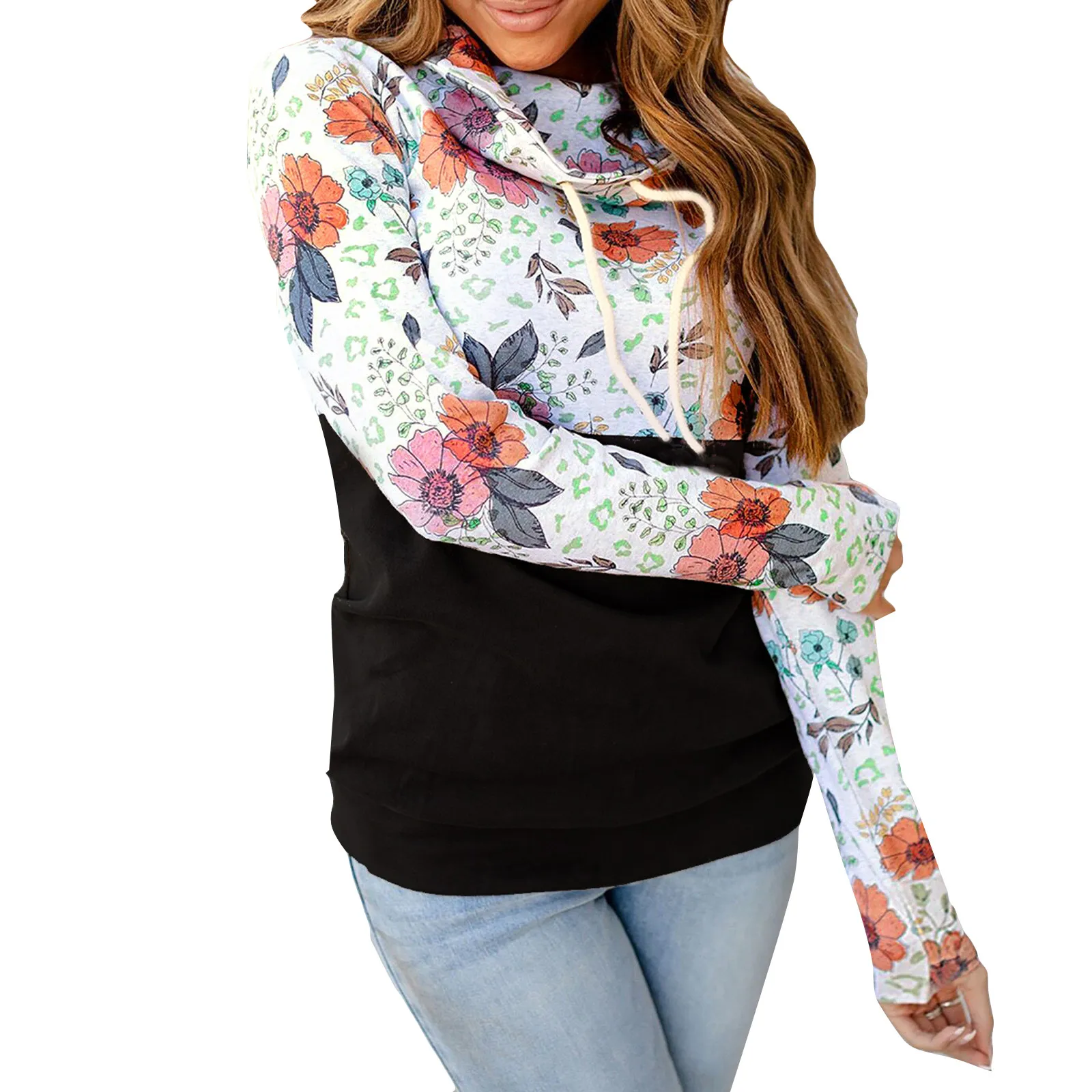 

Women Flower Print Long Sleeve Tops Blouse Fashion Tops Streetwear Women Sweatshirt Women Aesthetic Sudadera Mujer 2021 New