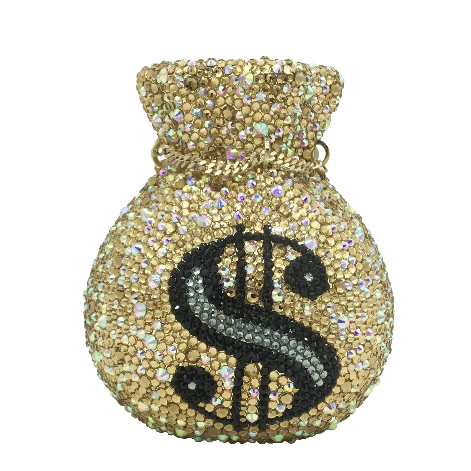 

Boutique De FGG Novelty Designer MInaudiere Handbags Women Gold Money Pouch Bag Crystal Clutch Purses Party Cocktail Diamond Bag