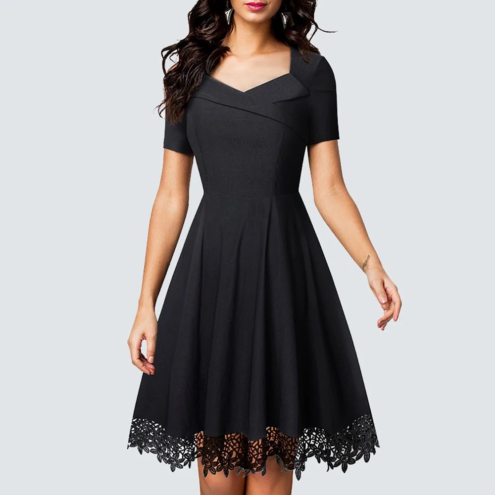 Женское винтажное платье трапеция с коротким рукавом трапециевидного силуэта