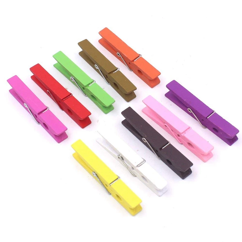 3-дюймовый большой натуральный красочные деревянные прищепки для белья печать