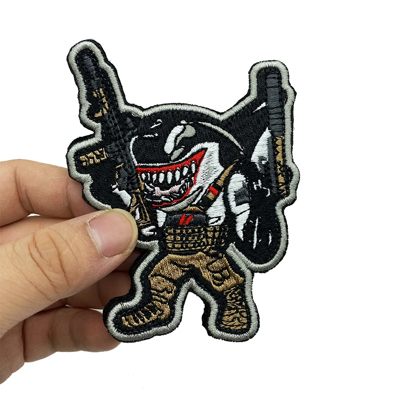 

Shark soldier bear warrior embroidered Velcro patch hook loop military Tactical Applique for Clothing Armband Backpack Accessory