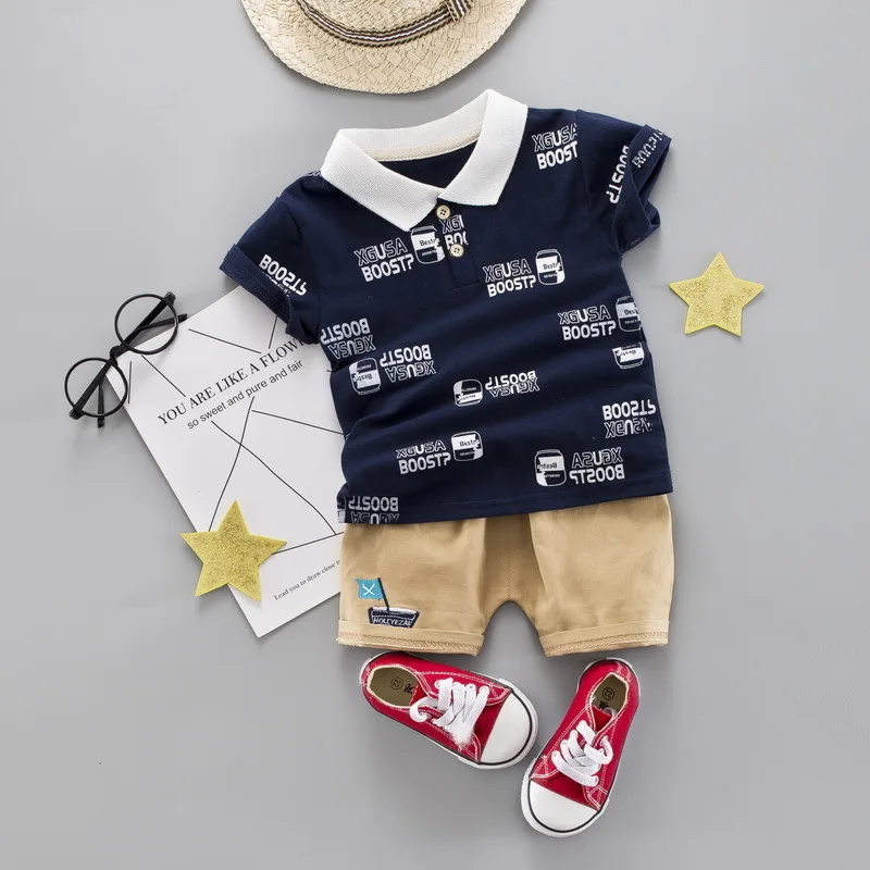 The United States 2019 New Cotton Letters Children's Short Sleeve T-shirt 1-4 Years Old Child Baby Suit A Undertakes |