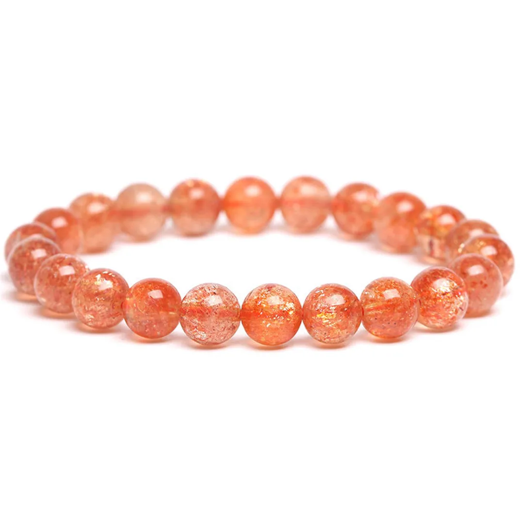 

Natural Gold Strawberry Quartz Orange Sunstone Braceet For Women Lady Men Cube Crystal Reiki Gemstone Round Beads Strands AAAAA