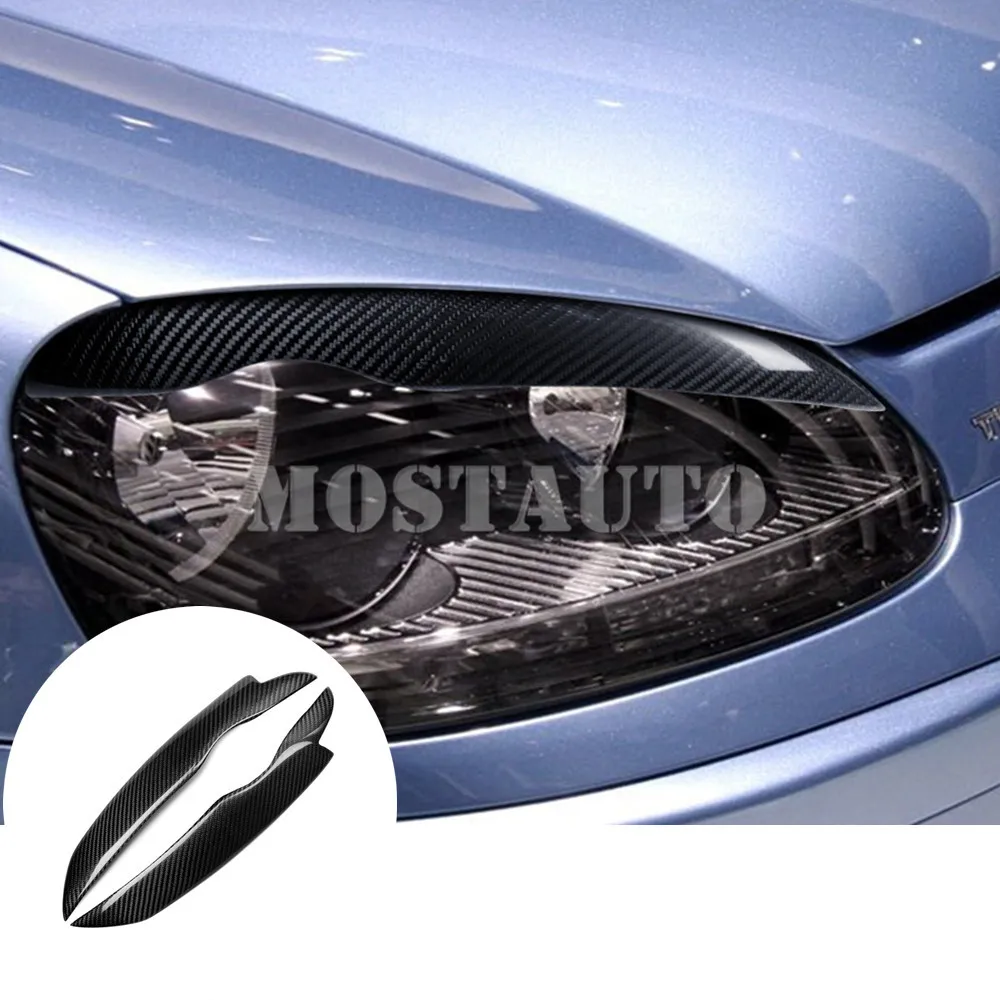 For Volkswagen VW Golf 5 MK5 R32 Real Carbon Fiber Exterior Headlight Cover Eyelid Eyebrow Trim 2005-2009 2pcs Car Accessories