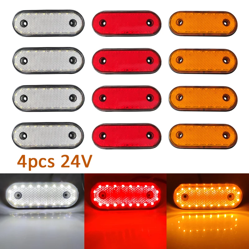 

20LED Amber Red White Side Marker light Clearance Lamp Caravan Car Lights for 24V Truck Trailer Tractor Lorry Pickup