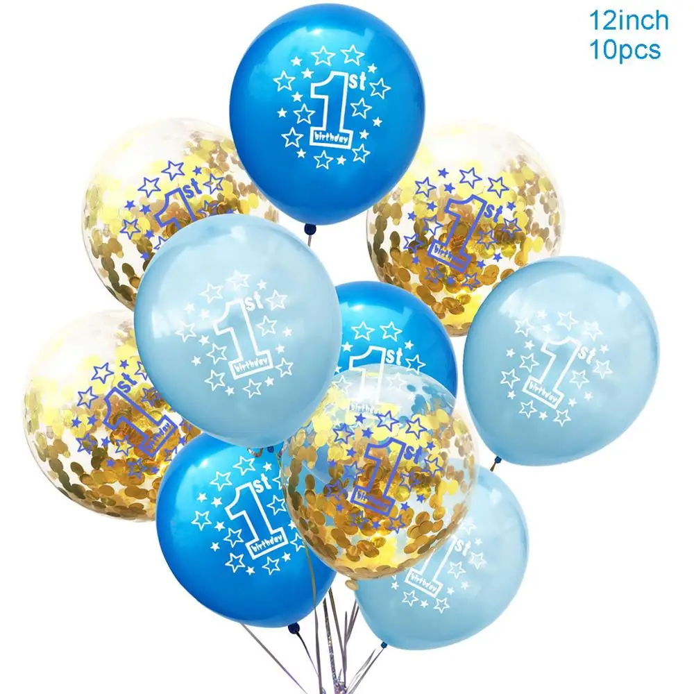 1-й воздушные шары для дня рождения вечеринки синий розовый воздушный шар