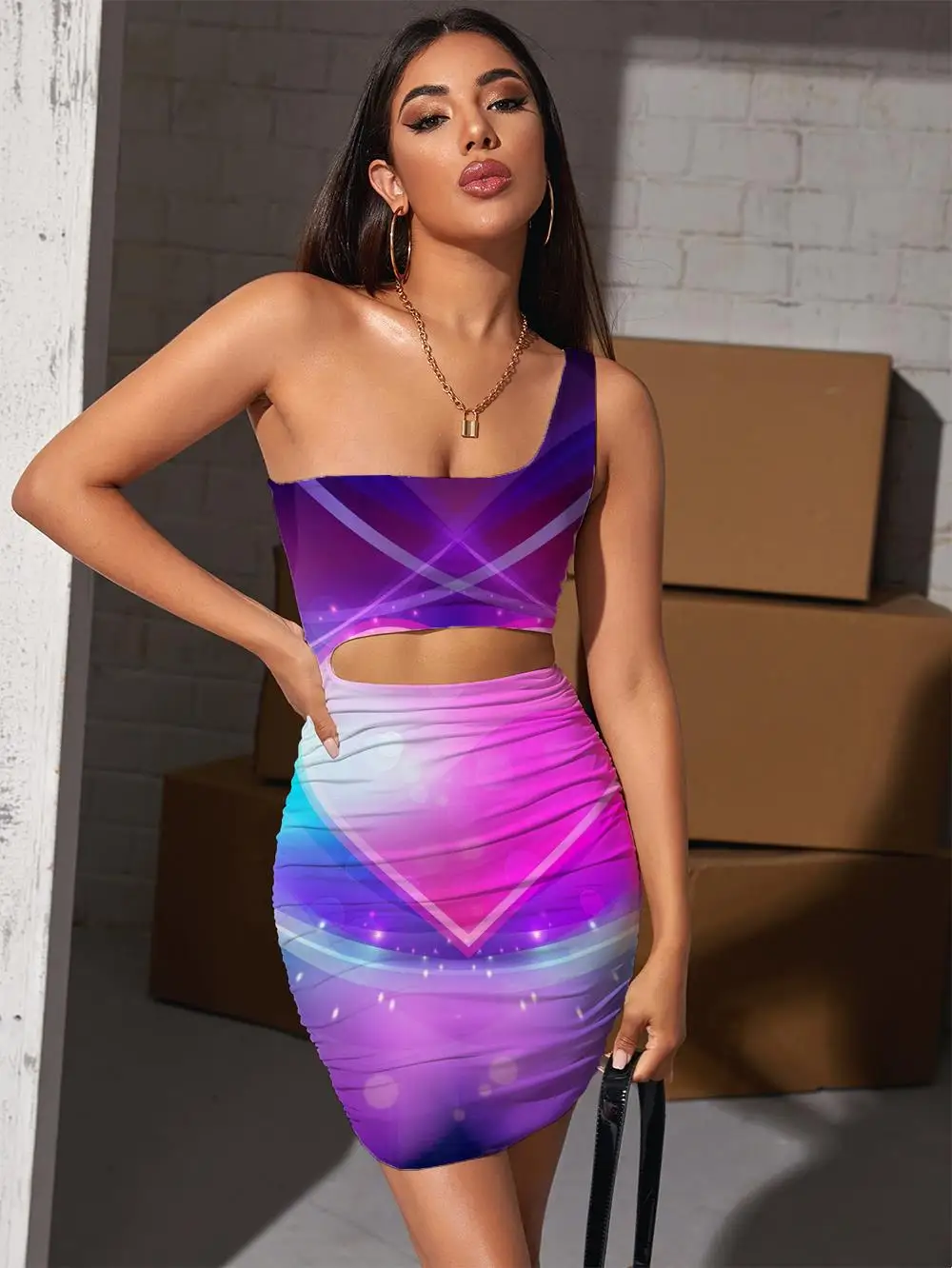 

Giyu Brand Love Dresses Women Colorful Hollow out Dresses Romantic Vestido Sexy Couples 3d Print Womens Clothing Party Vintage