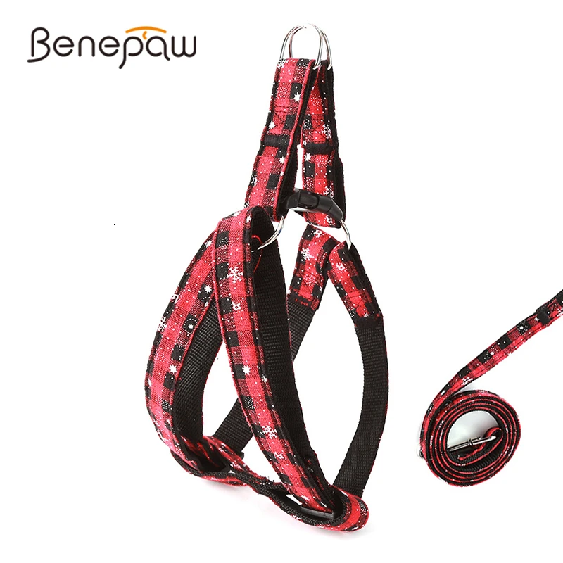 Benepaw Снежинка плед собаки жгут поводок набор Рождество Регулируемый Холтер питомца щенка жгут для маленьких средних и больших собак