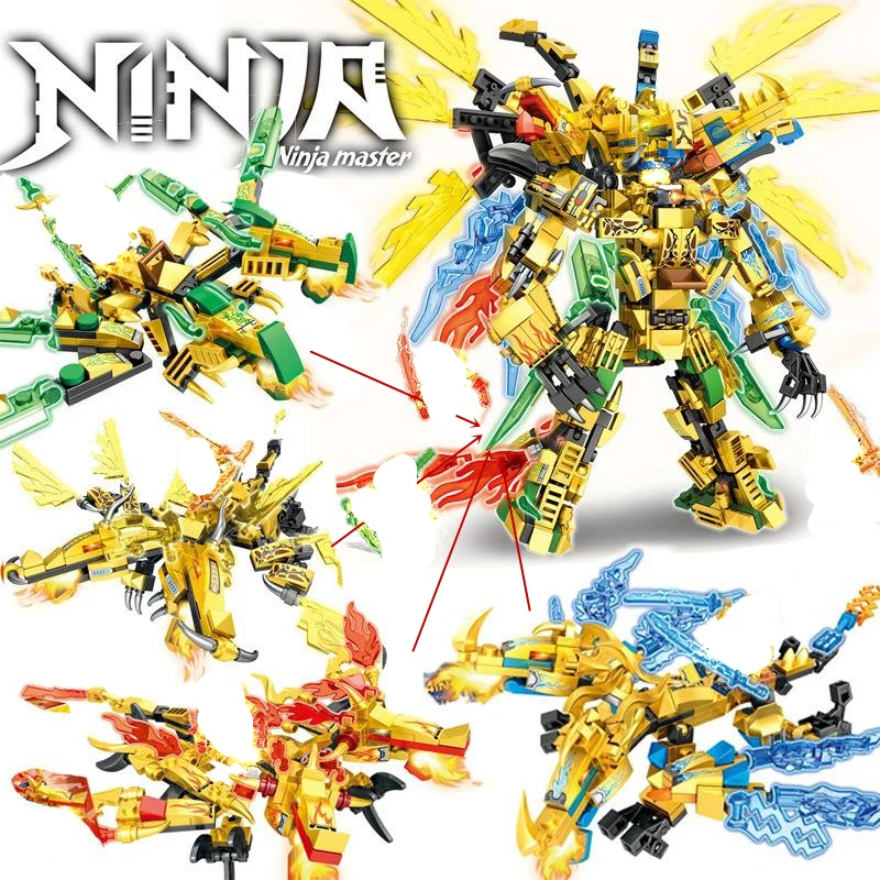 Игрушка 4in1 2021 серии ниндзя Golden Warrior мех меха робот Дракон сезон 14 строительные