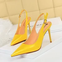 korean version of simple super high heel shallow mouth pointy back strap hollow pedicure slimming womens shoes