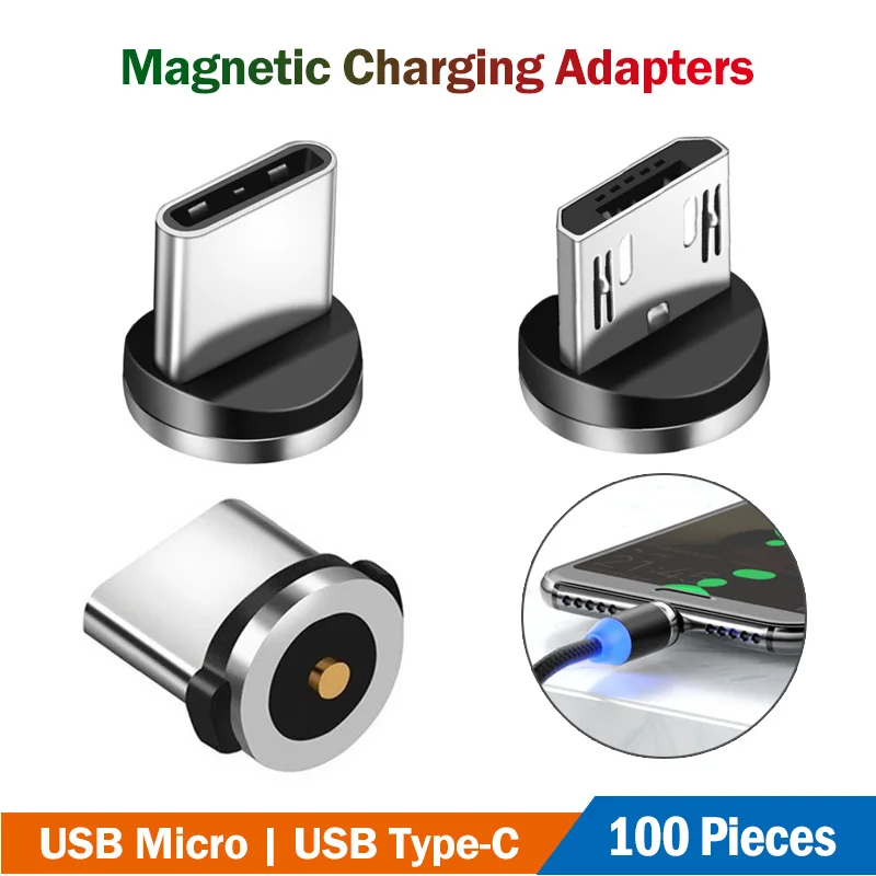 100 шт. Оптом Круглый Магнитный разъем Micro USB Type C адаптер для быстрой зарядки Samsung Sony