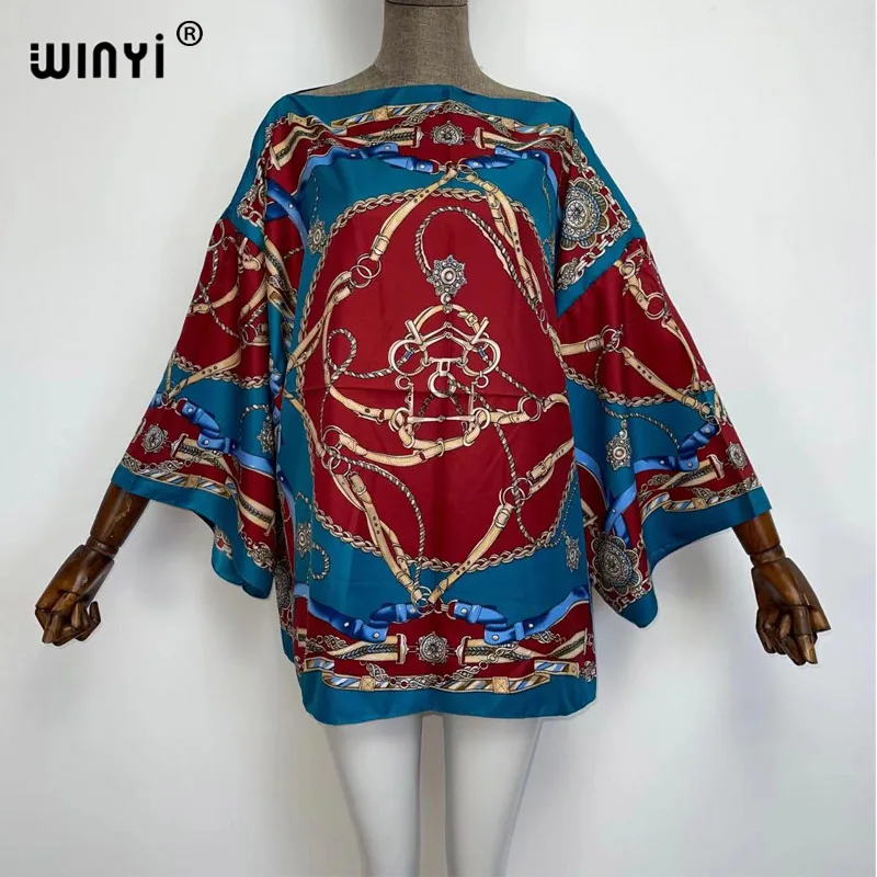 

Europe Bohemian party WINYI Sleeve One-Shoulder Lady Africa Silk Daily street casual topThailand Beach holiday Clothes for Women