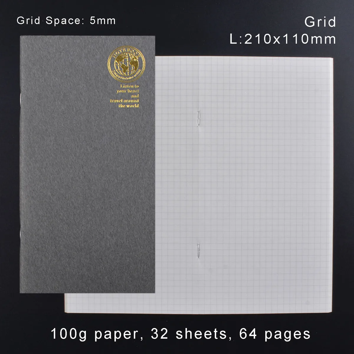 L Grid Кожаная записная книжка, Сменная вставка для ежемесячного паспорта, дневник планировщик, крафт-бумага, блокнот для путешествий, ежедневный Еженедельный - Цвет: L Grid