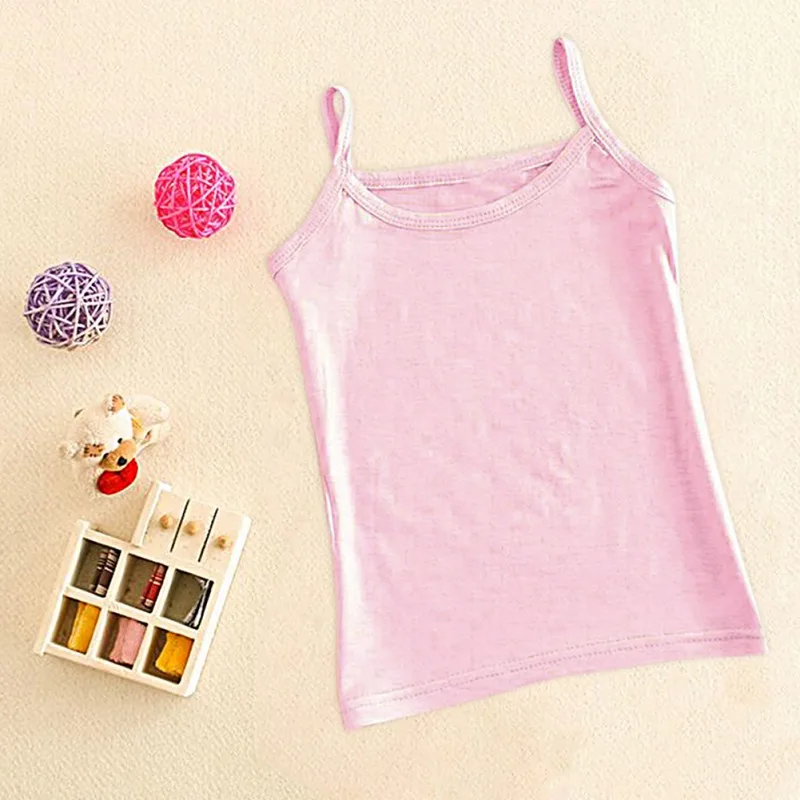 Жилет для девочек из 2021 хлопка Детская однотонная майка летняя подростковые